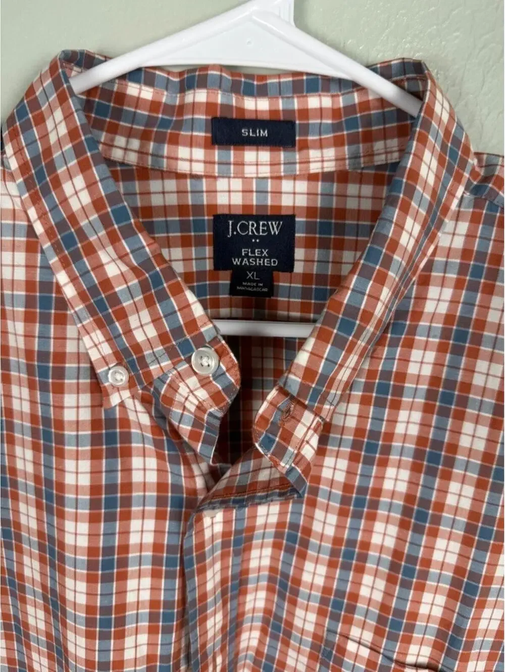 J.Crew Shirt Mens XL Plaid Classic Fit Flex Washed Button Down Causal